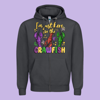I'm Just Here For The Crawfish Zipper Hoodie Designed By Maliassmallbusiness