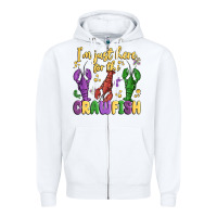 White i'm just here for the crawfish Zipper Hoodie - MaliasSmallBusiness