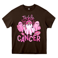 Chocolate Brown tackle cancer halloween ghosts american football Heavy Core Tee - RanaPortraitStore