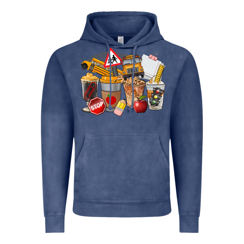 School Bus Coffee Cups Vintage Hoodie by FaDigitalArtStudio | Teevron