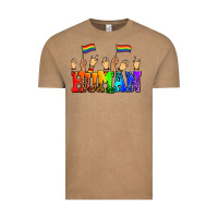 Vintage Coffee human with hands and pride flags Vintage Tee - AdoDesignShop