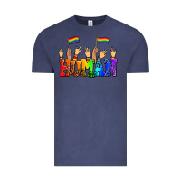 Vintage Denim human with hands and pride flags Vintage Tee - AdoDesignShop