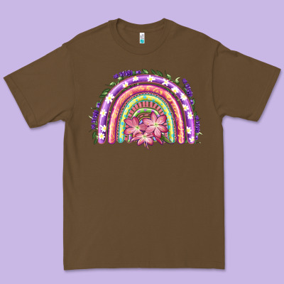 Premium Tee Easter Floral Spring Rainbow