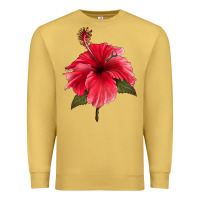 Antique Gold Puerto Rican Hibiscus Flower Premium Sweatshirt - LillyAllenDesigns