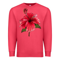 Cardinal Puerto Rican Hibiscus Flower Premium Sweatshirt - LillyAllenDesigns