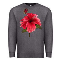 Charcoal Heather Puerto Rican Hibiscus Flower Premium Sweatshirt - LillyAllenDesigns