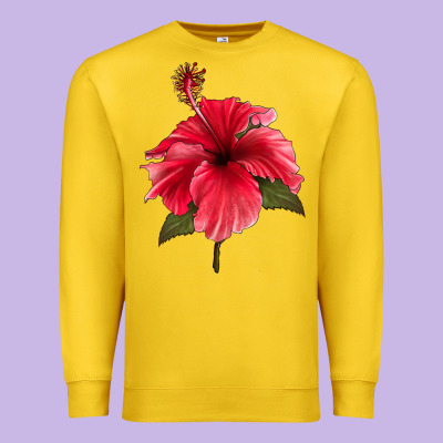Puerto Rican Hibiscus Flower Premium Sweatshirt Designed By Lillyallendesigns
