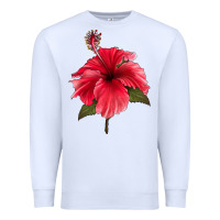White Puerto Rican Hibiscus Flower Premium Sweatshirt - LillyAllenDesigns