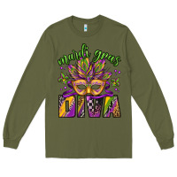 Army Green mardi gras diva Long Sleeve Tee - Jasminsmagicworld