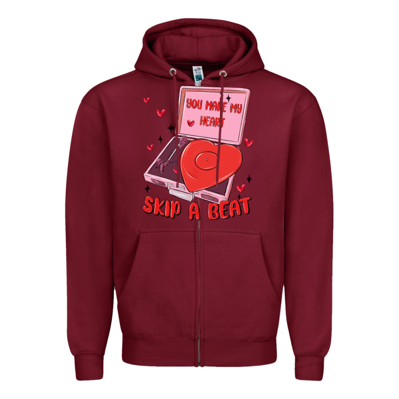 Heart Record Player Zipper Hoodie by MaliasSmallBusiness | Teevron