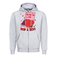 Heather Grey heart record player Zipper Hoodie - MaliasSmallBusiness