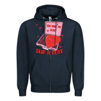 Navy heart record player Zipper Hoodie - MaliasSmallBusiness