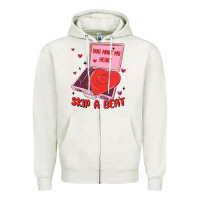 Oatmeal Heather heart record player Zipper Hoodie - MaliasSmallBusiness