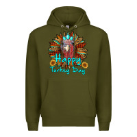 Army Green happy turkey day sunflower Premium Hoodie - RanaPortraitStore