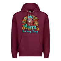 Burgundy happy turkey day sunflower Premium Hoodie - RanaPortraitStore