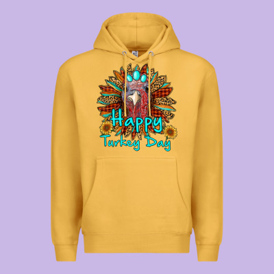 Happy Turkey Day Sunflower Premium Hoodie Designed By Ranaportraitstore
