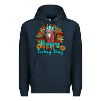 Navy happy turkey day sunflower Premium Hoodie - RanaPortraitStore