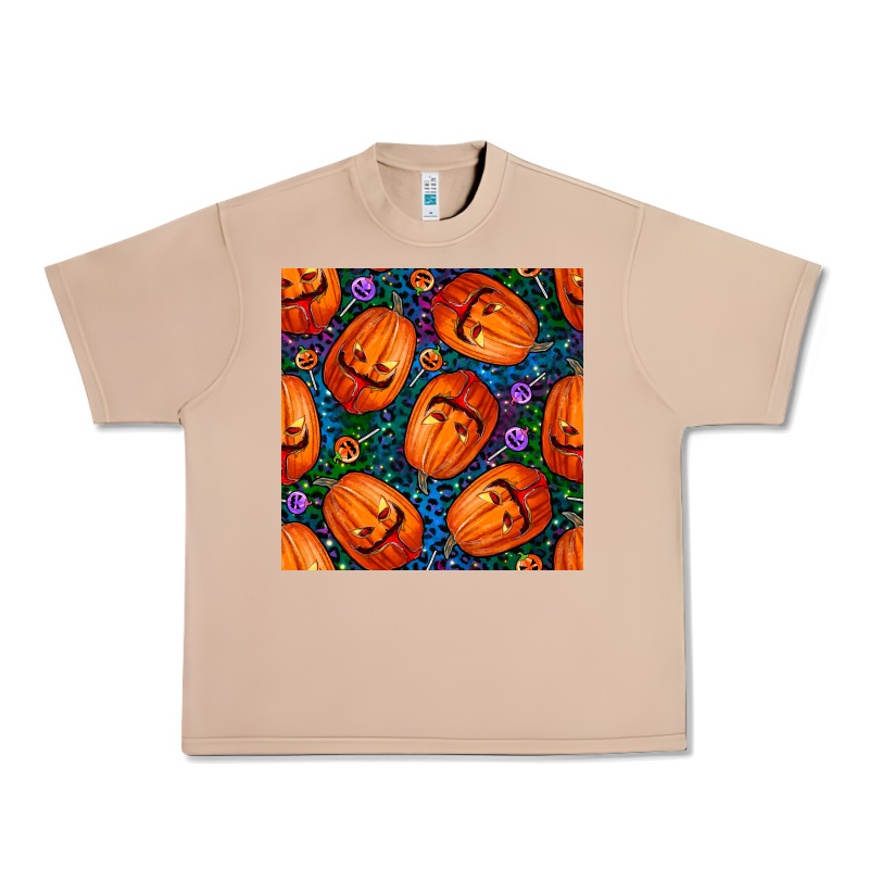 Halloween Pumpkin And Candy Seamless Pattern Urban Heavy Tee by BundleAndBundleShop | Teevron