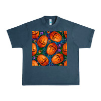 Midnight Navy halloween pumpkin and candy seamless pattern Urban Heavy Tee - BundleAndBundleShop