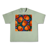 Oil Green halloween pumpkin and candy seamless pattern Urban Heavy Tee - BundleAndBundleShop