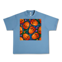 Pebble Blue halloween pumpkin and candy seamless pattern Urban Heavy Tee - BundleAndBundleShop