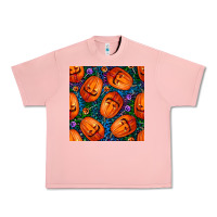Salmon halloween pumpkin and candy seamless pattern Urban Heavy Tee - BundleAndBundleShop