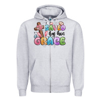 Heather Grey saved by his grace Zipper Hoodie - MaliasSmallBusiness