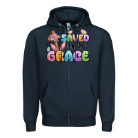 Navy saved by his grace Zipper Hoodie - MaliasSmallBusiness