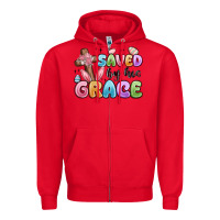 Red saved by his grace Zipper Hoodie - MaliasSmallBusiness