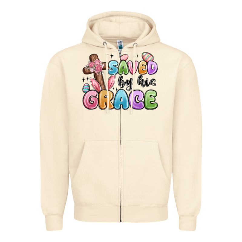 Saved By His Grace Zipper Hoodie by MaliasSmallBusiness | Teevron