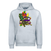 Heather Grey louisiana map american flag mardi gras Urban Hoodie - CowGirlArtShop