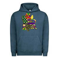 Pigment Midnight Navy louisiana map american flag mardi gras Urban Hoodie - CowGirlArtShop