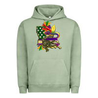 Pigment Oil Green louisiana map american flag mardi gras Urban Hoodie - CowGirlArtShop