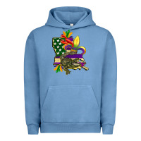 Pigment Pebble Blue louisiana map american flag mardi gras Urban Hoodie - CowGirlArtShop