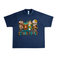 Navy moody before coffee longhaired cow coffee Urban Heavy Tee - Jasminsmagicworld