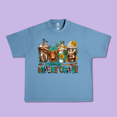 Moody Before Coffee Longhaired Cow Coffee Urban Heavy Tee Designed By Jasminsmagicworld