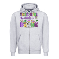 Heather Grey this girl needs a drink Zipper Hoodie - MaliasSmallBusiness