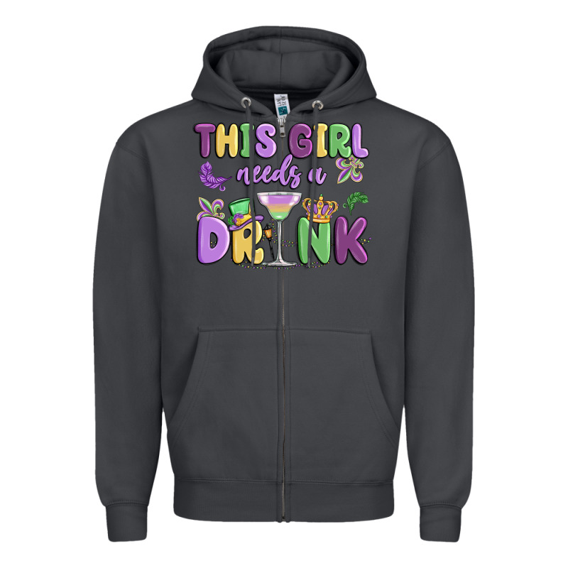 This Girl Needs A Drink Zipper Hoodie by MaliasSmallBusiness | Teevron