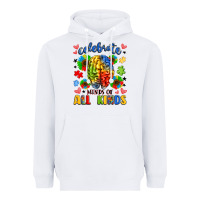 White celebrate neurodiversity Heavyweight Hoodie - LillyAllenDesigns