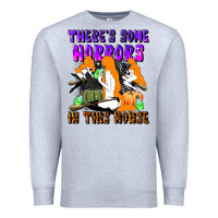Heather Grey there's some horrors in this house Premium Sweatshirt - LillyAllenDesigns