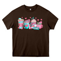 Chocolate Brown lash hustler coffee cups Heavy Core Tee - texasbilliewilder