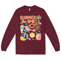 Burgundy retro summer Long Sleeve Tee - JahusDesignShop
