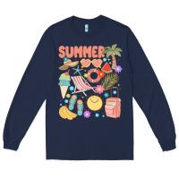Navy retro summer Long Sleeve Tee - JahusDesignShop
