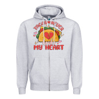 Heather Grey tacos never broke my heart Zipper Hoodie - MaliasSmallBusiness