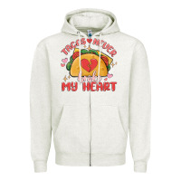 Oatmeal Heather tacos never broke my heart Zipper Hoodie - MaliasSmallBusiness