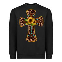Black leopard gemstone sunflower cross Heavyweight Sweatshirt - JahusDesignShop