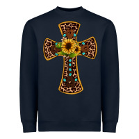 Navy leopard gemstone sunflower cross Heavyweight Sweatshirt - JahusDesignShop