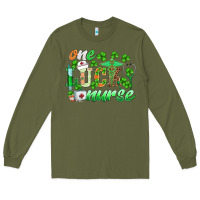 Army Green st.patricks one lucky nurse Long Sleeve Tee - BarkalooDesign