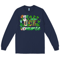 Navy st.patricks one lucky nurse Long Sleeve Tee - BarkalooDesign