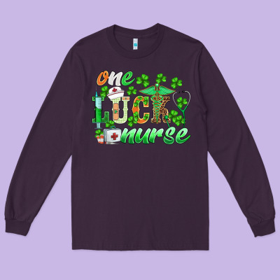 St.patricks One Lucky Nurse Long Sleeve Tee Designed By Barkaloodesign